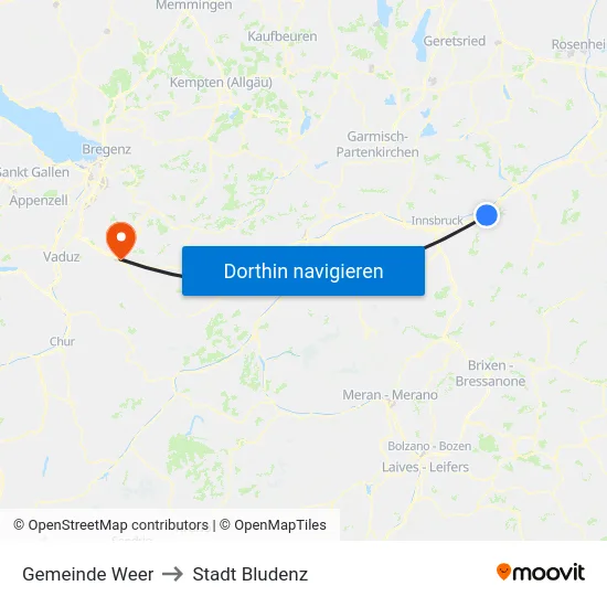 Gemeinde Weer to Stadt Bludenz map