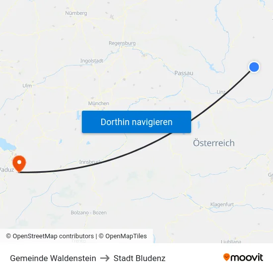 Gemeinde Waldenstein to Stadt Bludenz map