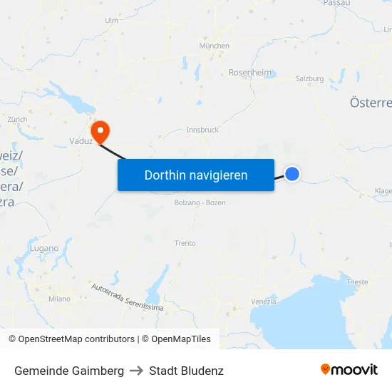 Gemeinde Gaimberg to Stadt Bludenz map