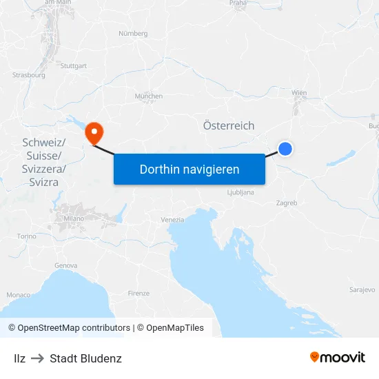 Ilz to Stadt Bludenz map