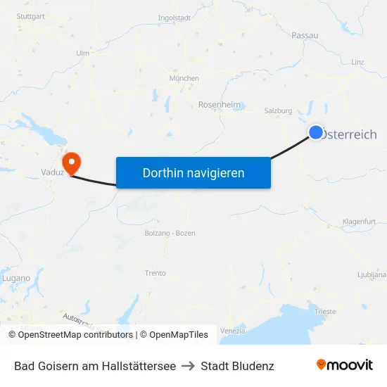 Bad Goisern am Hallstättersee to Stadt Bludenz map