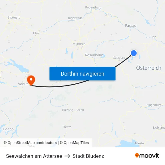Seewalchen am Attersee to Stadt Bludenz map