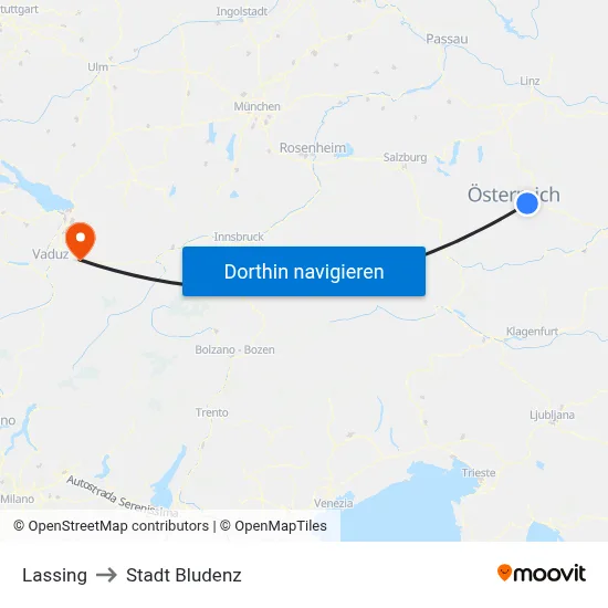 Lassing to Stadt Bludenz map