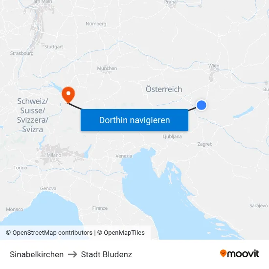 Sinabelkirchen to Stadt Bludenz map