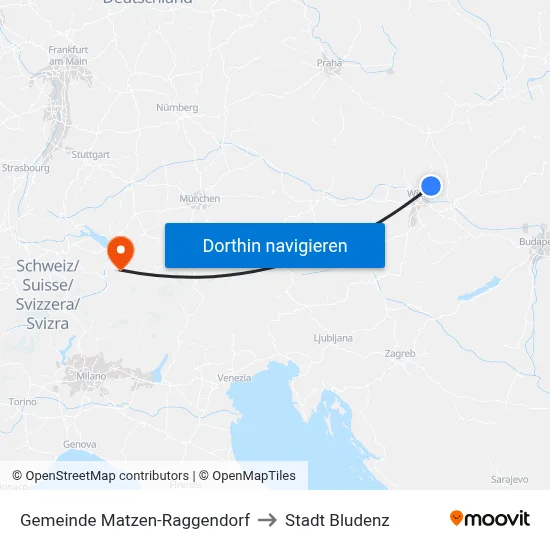 Gemeinde Matzen-Raggendorf to Stadt Bludenz map
