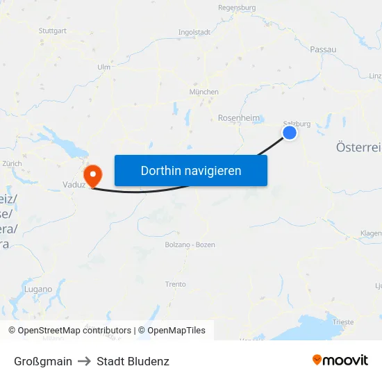 Großgmain to Stadt Bludenz map