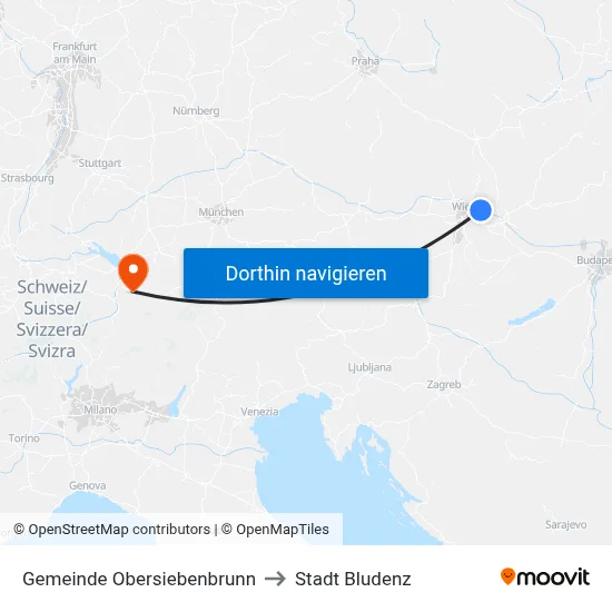 Gemeinde Obersiebenbrunn to Stadt Bludenz map