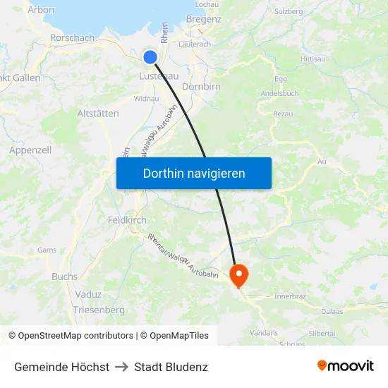 Gemeinde Höchst to Stadt Bludenz map
