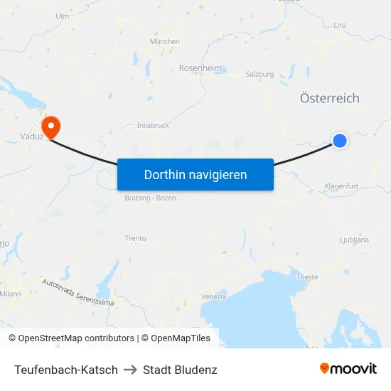 Teufenbach-Katsch to Stadt Bludenz map