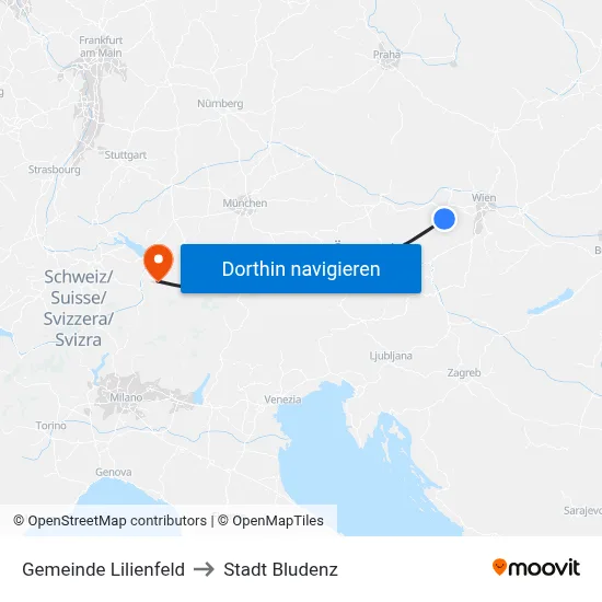 Gemeinde Lilienfeld to Stadt Bludenz map