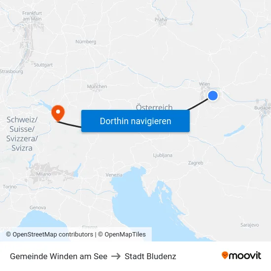 Gemeinde Winden am See to Stadt Bludenz map