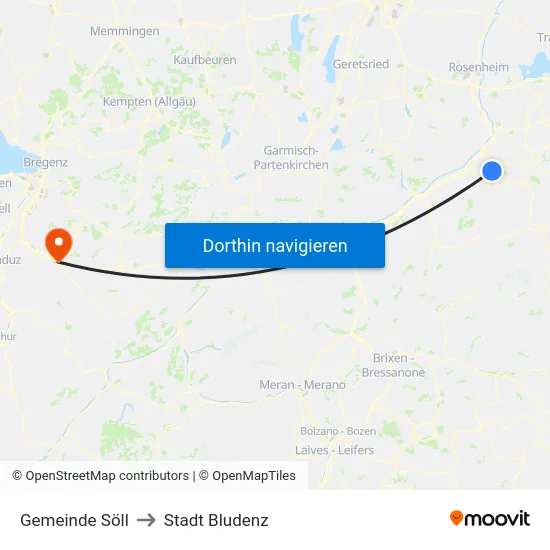 Gemeinde Söll to Stadt Bludenz map