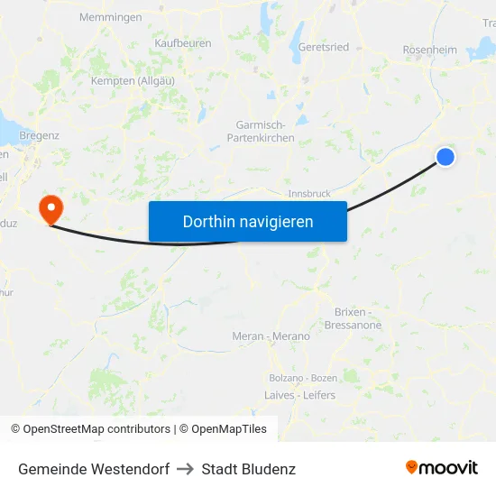 Gemeinde Westendorf to Stadt Bludenz map