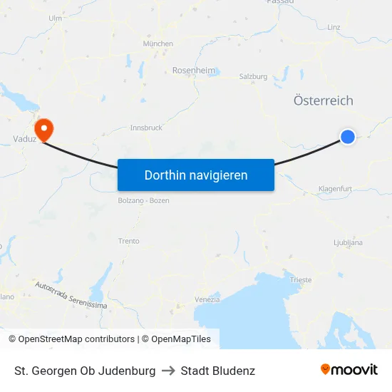 St. Georgen Ob Judenburg to Stadt Bludenz map