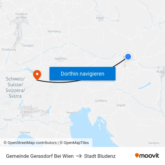 Gemeinde Gerasdorf Bei Wien to Stadt Bludenz map