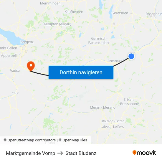 Marktgemeinde Vomp to Stadt Bludenz map