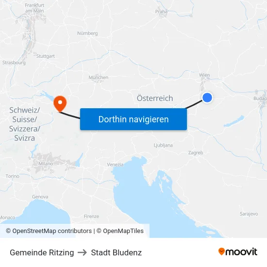 Gemeinde Ritzing to Stadt Bludenz map