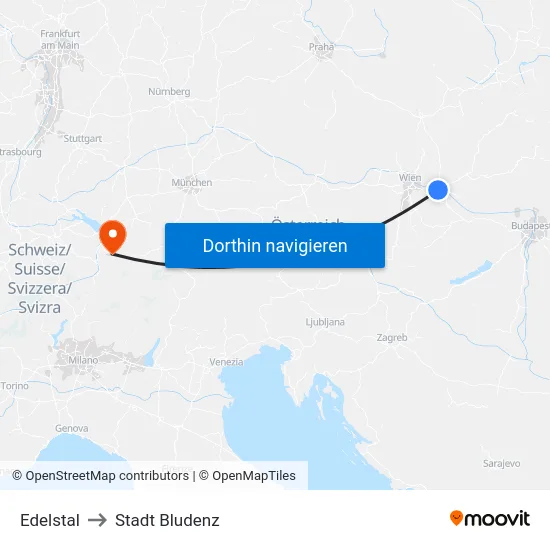 Edelstal to Stadt Bludenz map