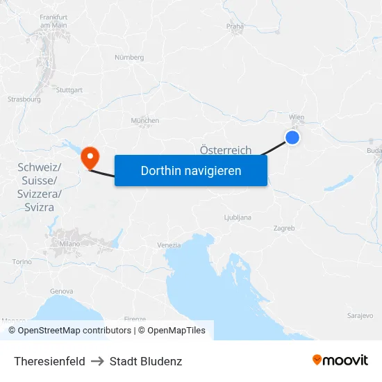 Theresienfeld to Stadt Bludenz map