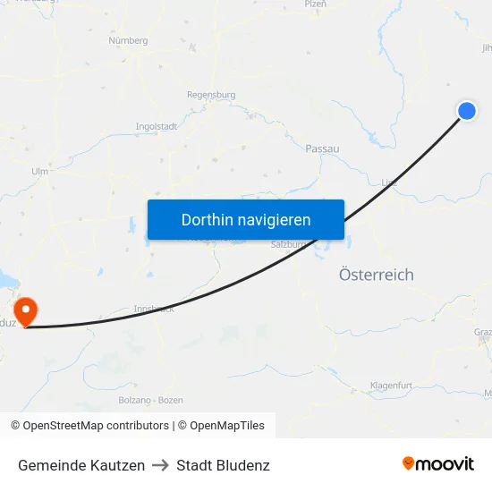 Gemeinde Kautzen to Stadt Bludenz map