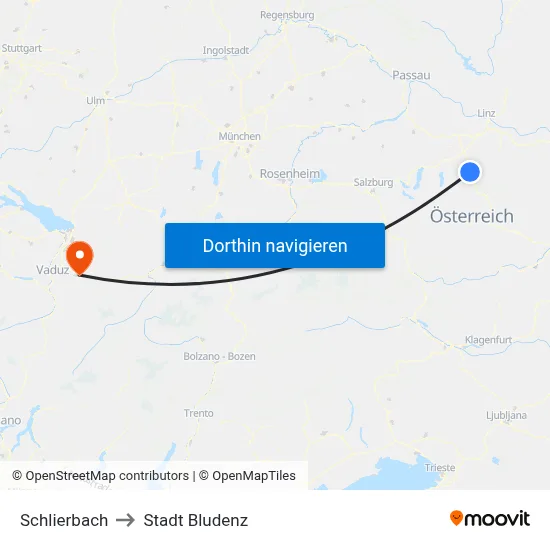 Schlierbach to Stadt Bludenz map