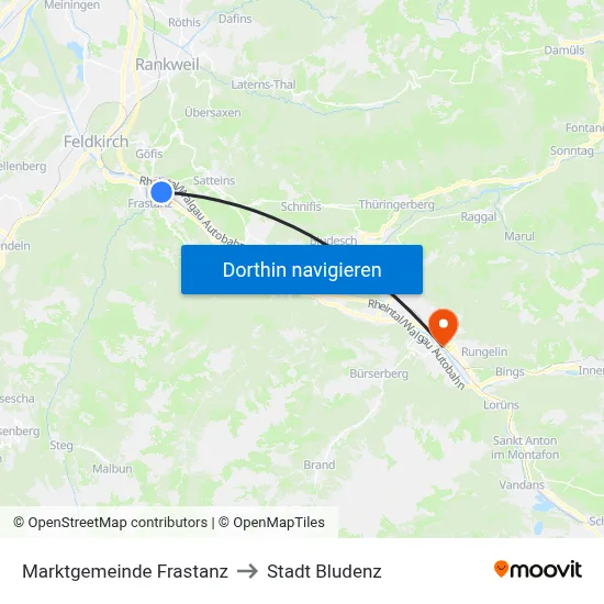 Marktgemeinde Frastanz to Stadt Bludenz map