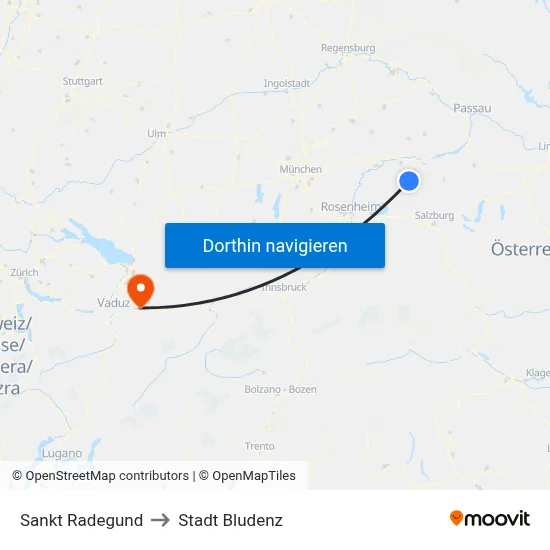 Sankt Radegund to Stadt Bludenz map