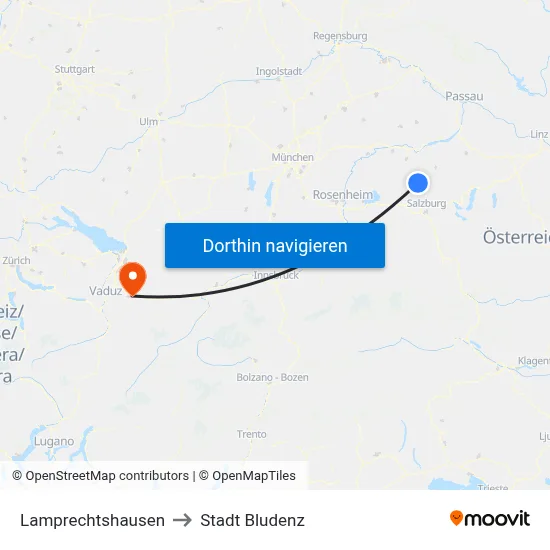 Lamprechtshausen to Stadt Bludenz map