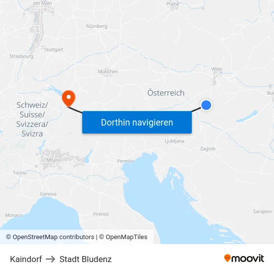 Kaindorf to Stadt Bludenz map