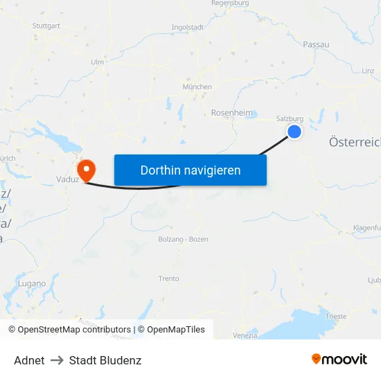 Adnet to Stadt Bludenz map