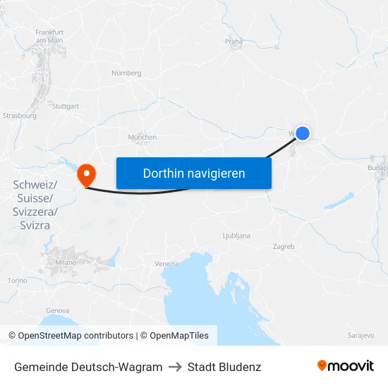 Gemeinde Deutsch-Wagram to Stadt Bludenz map