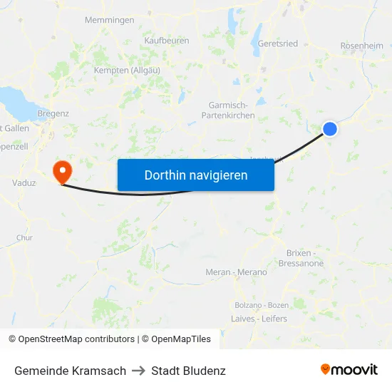 Gemeinde Kramsach to Stadt Bludenz map