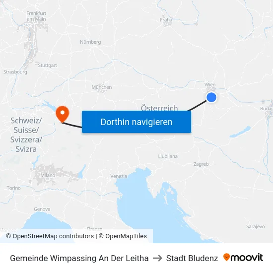 Gemeinde Wimpassing An Der Leitha to Stadt Bludenz map