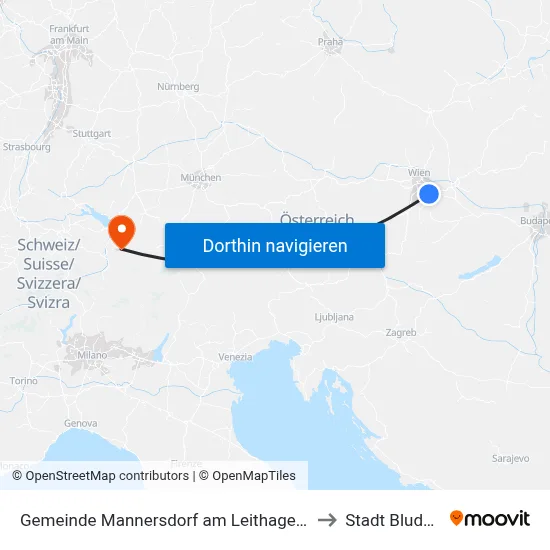 Gemeinde Mannersdorf am Leithagebirge to Stadt Bludenz map