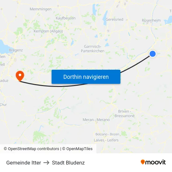 Gemeinde Itter to Stadt Bludenz map
