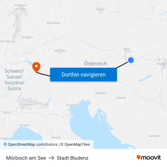 Mörbisch am See to Stadt Bludenz map