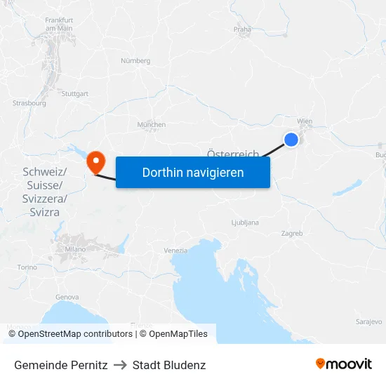 Gemeinde Pernitz to Stadt Bludenz map