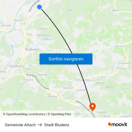 Gemeinde Altach to Stadt Bludenz map