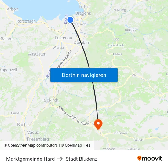 Marktgemeinde Hard to Stadt Bludenz map