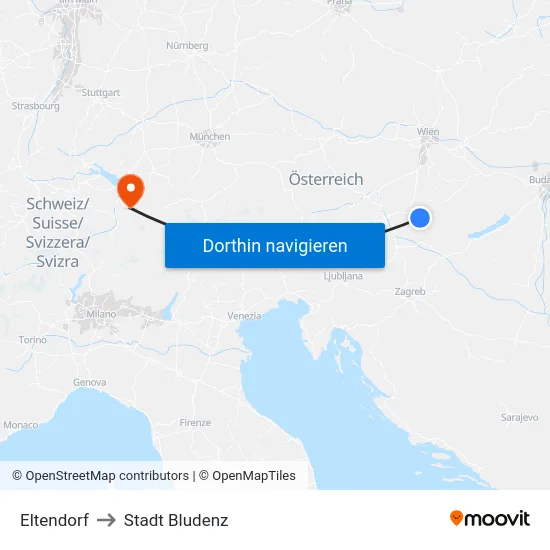 Eltendorf to Stadt Bludenz map