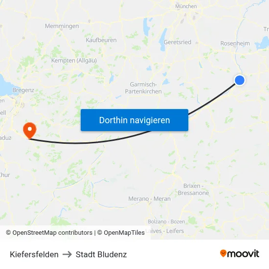 Kiefersfelden to Stadt Bludenz map