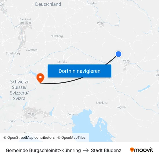 Gemeinde Burgschleinitz-Kühnring to Stadt Bludenz map