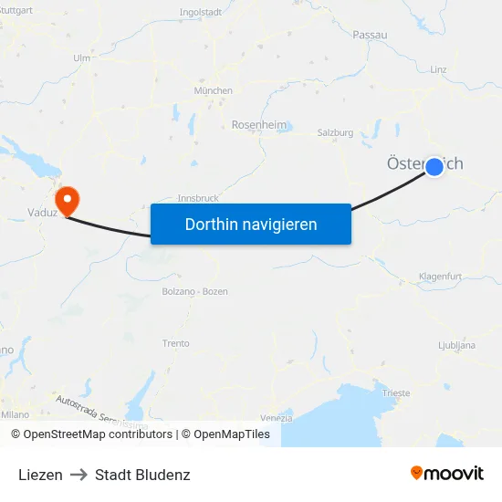 Liezen to Stadt Bludenz map