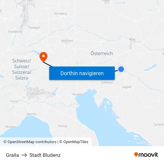 Gralla to Stadt Bludenz map