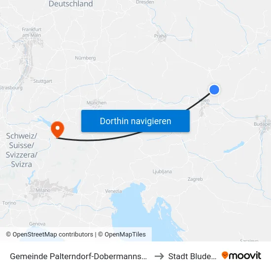 Gemeinde Palterndorf-Dobermannsdorf to Stadt Bludenz map