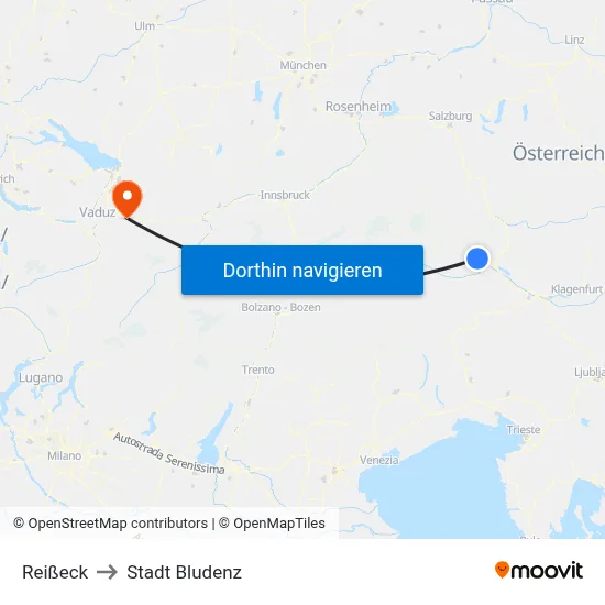Reißeck to Stadt Bludenz map