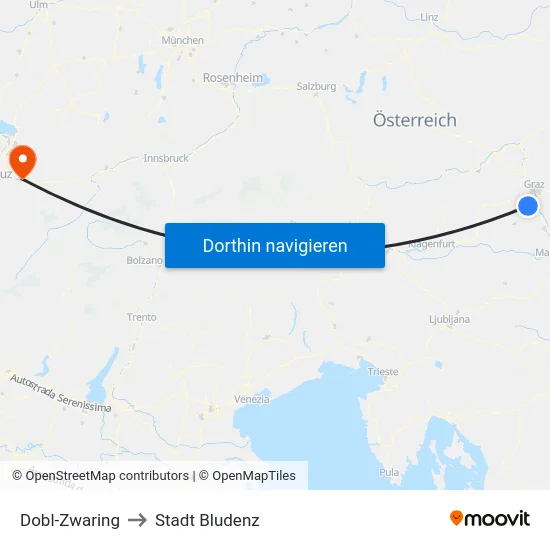 Dobl-Zwaring to Stadt Bludenz map