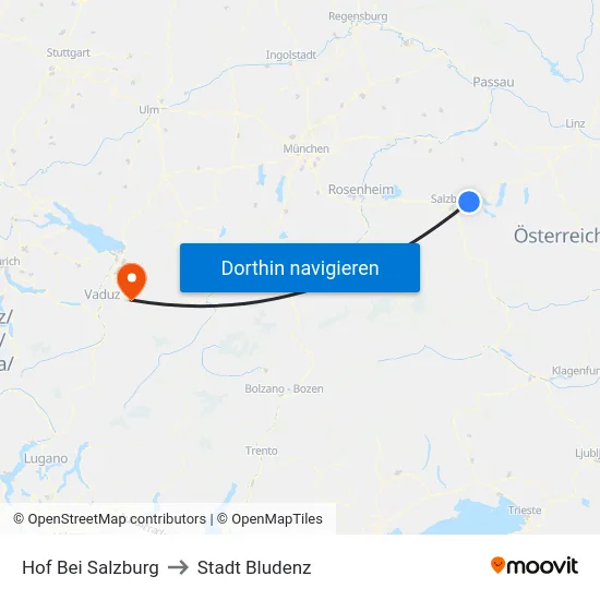 Hof Bei Salzburg to Stadt Bludenz map