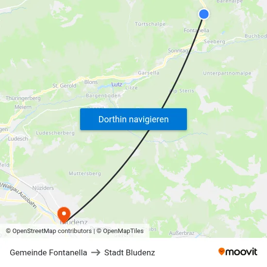 Gemeinde Fontanella to Stadt Bludenz map