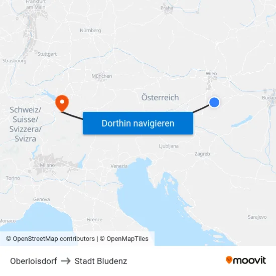 Oberloisdorf to Stadt Bludenz map